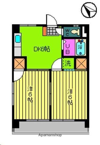 第16杉フラット(2DK/5階)の間取り写真