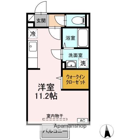 スウィート ベル(ワンルーム/2階)の間取り写真