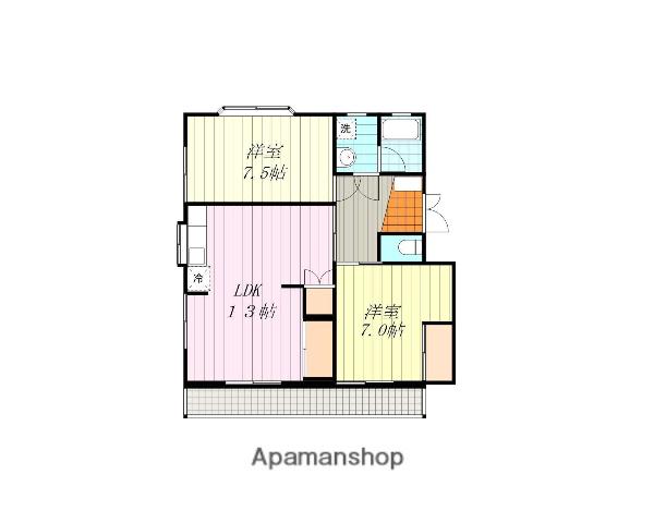 平成マンション(2LDK/3階)の間取り写真