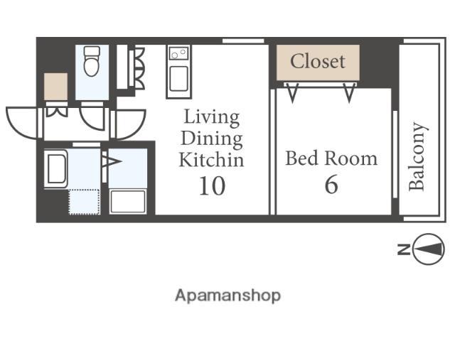 マドンナTOWN RITZ(1LDK/6階)の間取り写真