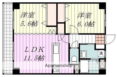 トロワ・ヴォヌール(2LDK/3階)の間取り写真