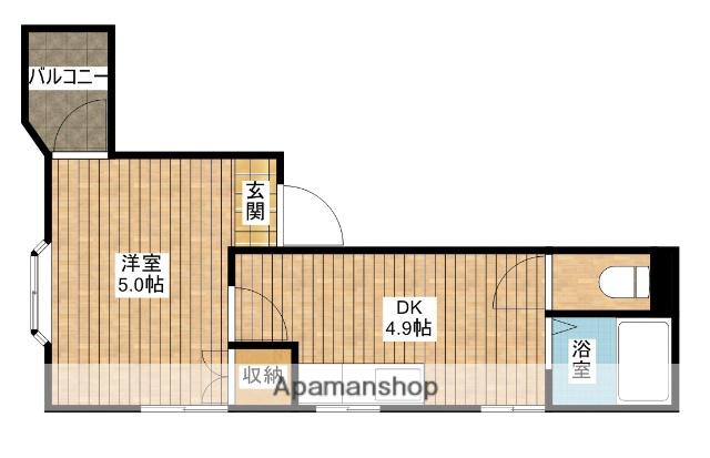 富士第6ビル(1DK/1階)の間取り写真