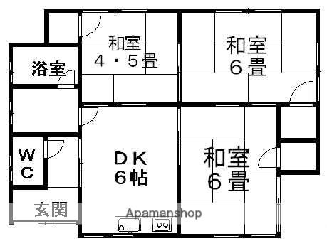 伊予鉄道高浜線 衣山駅 徒歩11分 1階建 築37年(3DK)の間取り写真