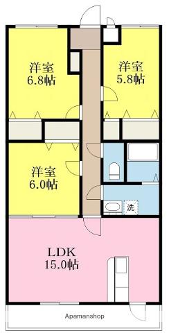 ブライムトライアングル(3LDK/3階)の間取り写真
