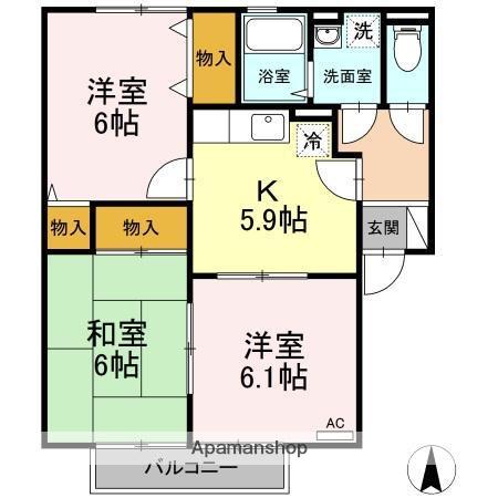 コーポ・サウスウインド(3K/2階)の間取り写真