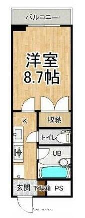 ハオス・ベハーゲン(1K/6階)の間取り写真