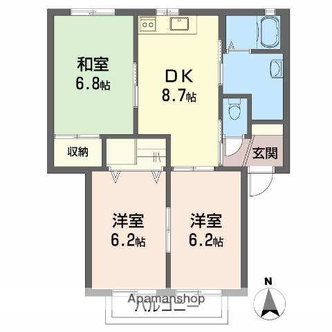 クレスト恵久美(3DK/2階)の間取り写真