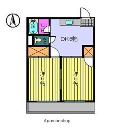 第13杉フラット(2DK/5階)の間取り写真