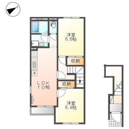 スカイコーポ垣生(2LDK/2階)の間取り写真