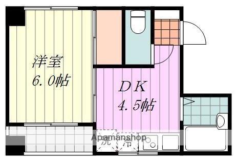 クリエイションビル小坂(1DK/4階)の間取り写真