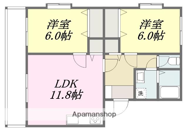 マンション坊ちゃん(2LDK/2階)の間取り写真