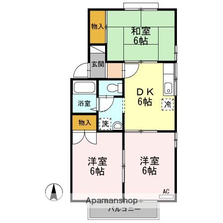 グリーンパーク新井A棟(3DK/2階)の間取り写真