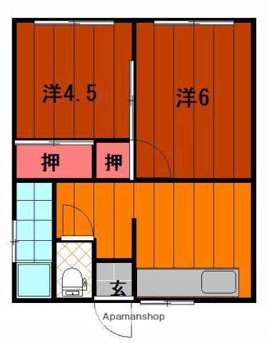 平岡ビル(2K/3階)の間取り写真