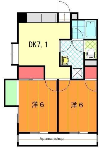 メゾンドインカルシ(2DK/4階)の間取り写真