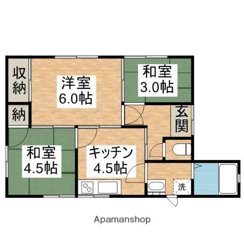 伊予鉄道高浜線 西衣山駅 徒歩1分 1階建 築50年(3K)の間取り写真
