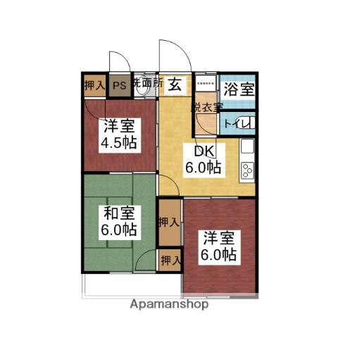 コンフォート久万ノ台(3DK/5階)の間取り写真