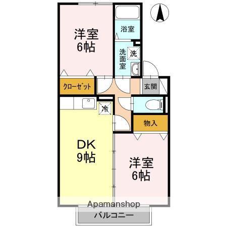 セジュールSKⅢ(2DK/2階)の間取り写真