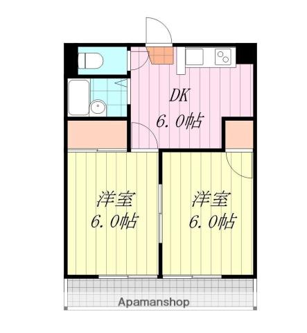 コーラルガーデン山越(2DK/2階)の間取り写真