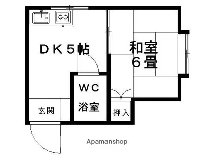 みどり荘(1DK/2階)の間取り写真