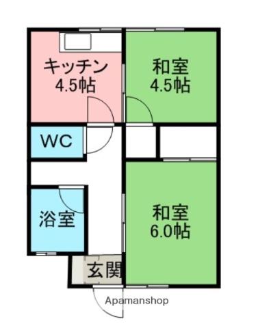 コーポ松一南(2DK/2階)の間取り写真