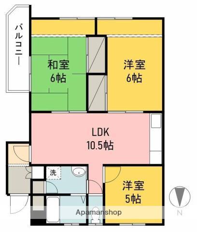 越智ハイツ(3LDK/2階)の間取り写真
