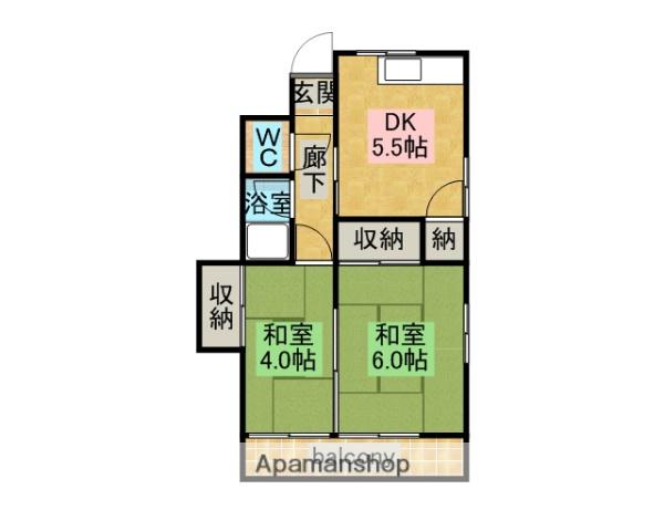 高池アパート(2DK/2階)の間取り写真