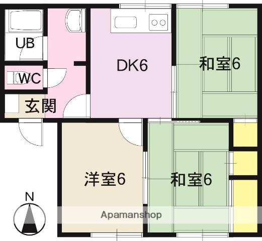 フレグランス乃万(3DK/2階)の間取り写真