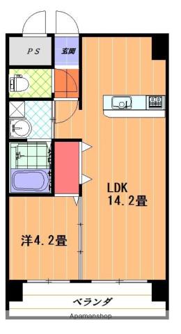 ひかりハイツ石手川(1LDK/5階)の間取り写真