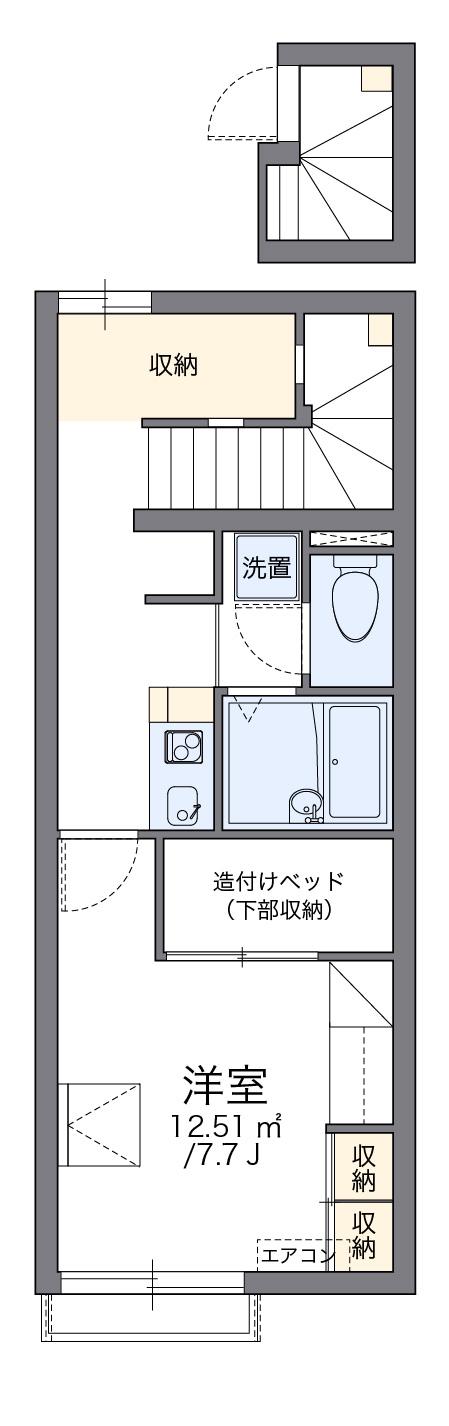 レオパレスとねりこ2(1K/2階)の間取り写真