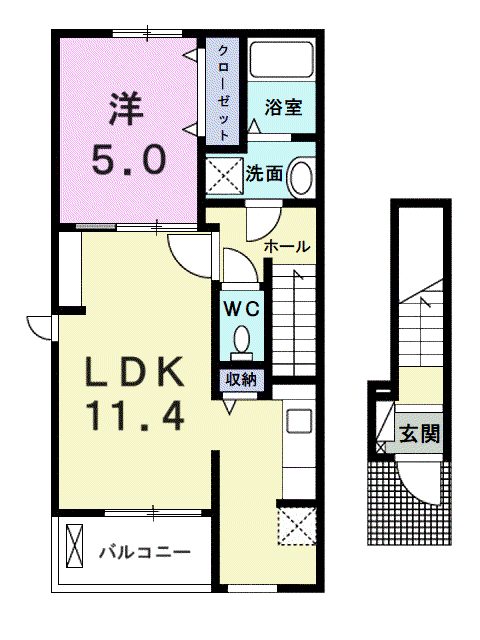 リトモフェリーチェⅤ(1LDK/2階)の間取り写真