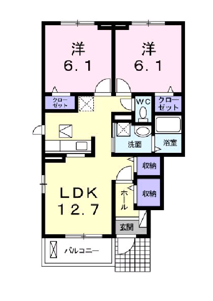 伊予鉄道郡中線 余戸駅 徒歩10分 2階建 築15年(2LDK/1階)の間取り写真