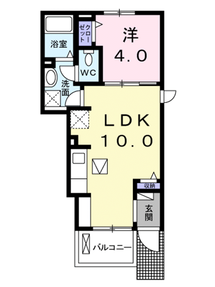 ユヌ・ブリーズ(1LDK/1階)の間取り写真