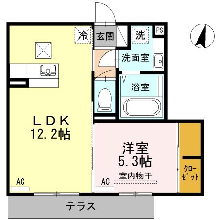 エスポワールかまた(1LDK/1階)の間取り写真