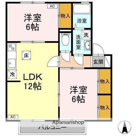 ベイサージュ・22C棟(2LDK/1階)の間取り写真