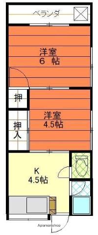 小栗荘(2DK/2階)の間取り写真