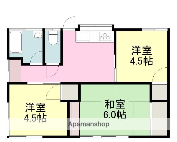 愛媛県松山市 1階建 築59年(3DK)の間取り写真