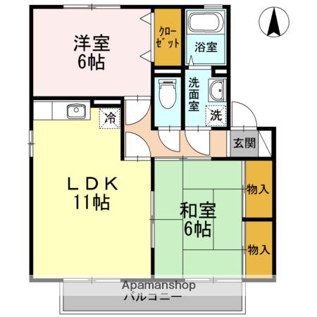 セジュール石井A棟(2LDK/2階)の間取り写真