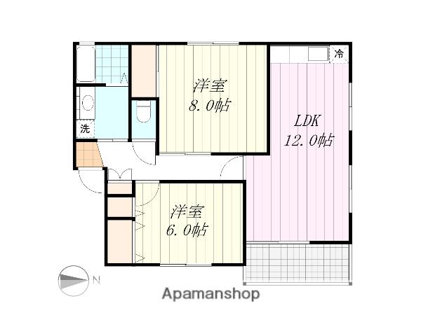エッフェルハイツB棟(2LDK/2階)の間取り写真