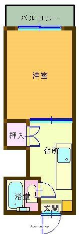 土居ビル(1K/2階)の間取り写真