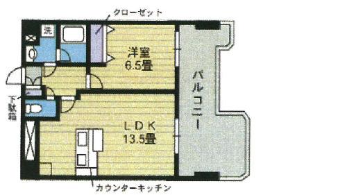 プレセランス道後(1LDK/9階)の間取り写真