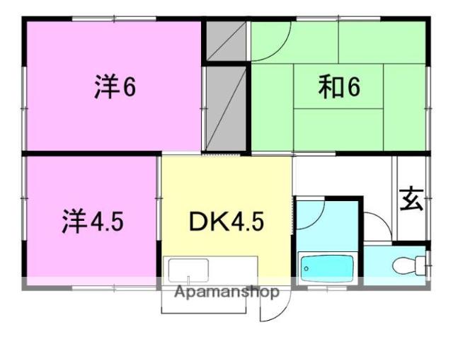 愛媛県松山市 1階建 築23年(3DK)の間取り写真