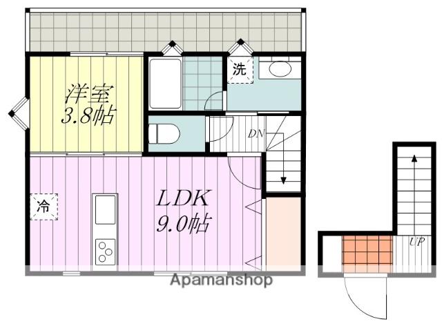 PRIM ROSE はなみずきA棟(1LDK/2階)の間取り写真