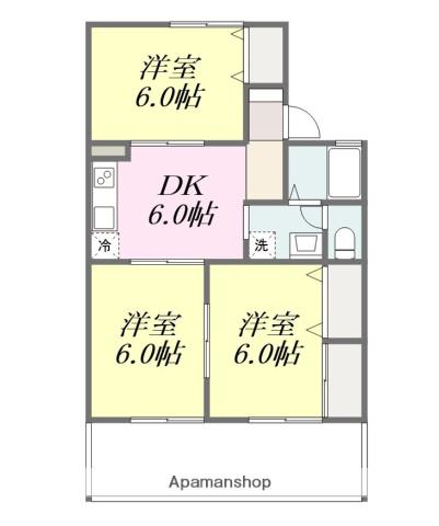 ガーデンハイツB棟(3DK/1階)の間取り写真