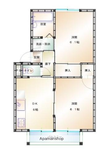 プレジール田中A棟(2DK/2階)の間取り写真