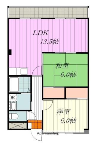 COTONEJYOHOKU(2LDK/6階)の間取り写真