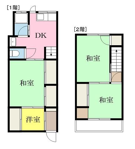 伊予鉄道環状線 勝山町駅 徒歩9分 2階建 築49年(4DK)の間取り写真