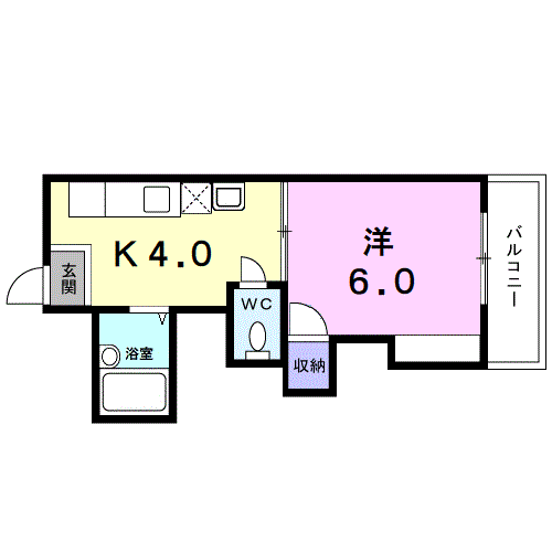 オックスフォードサーカスⅢ(1K/2階)の間取り写真