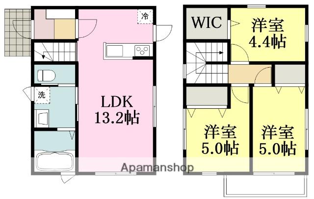 愛媛県松山市 2階建 築2年(3LDK)の間取り写真
