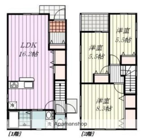 伊予鉄道横河原線 石手川公園駅 徒歩4分 2階建 築2年(3LDK)の間取り写真