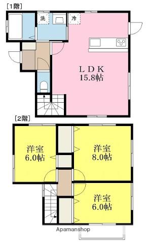 愛媛県松山市 2階建 築15年(3LDK)の間取り写真